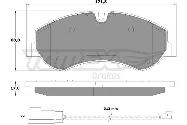 TOMEX BRAKES Комплект тормозных колодок, дисковый тормоз TX 16-95